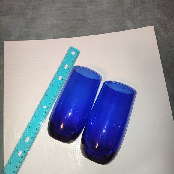 2 Pcs Cobalt Sapphire Blue Glasses Vintage Intense Deep Functional - Picture 3 of 6